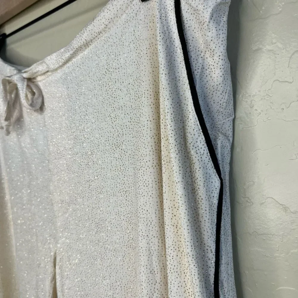 Chaser Lounge‎ Pants Cream Size Medium Gold Glitter Polka Dot Pajama Bottoms